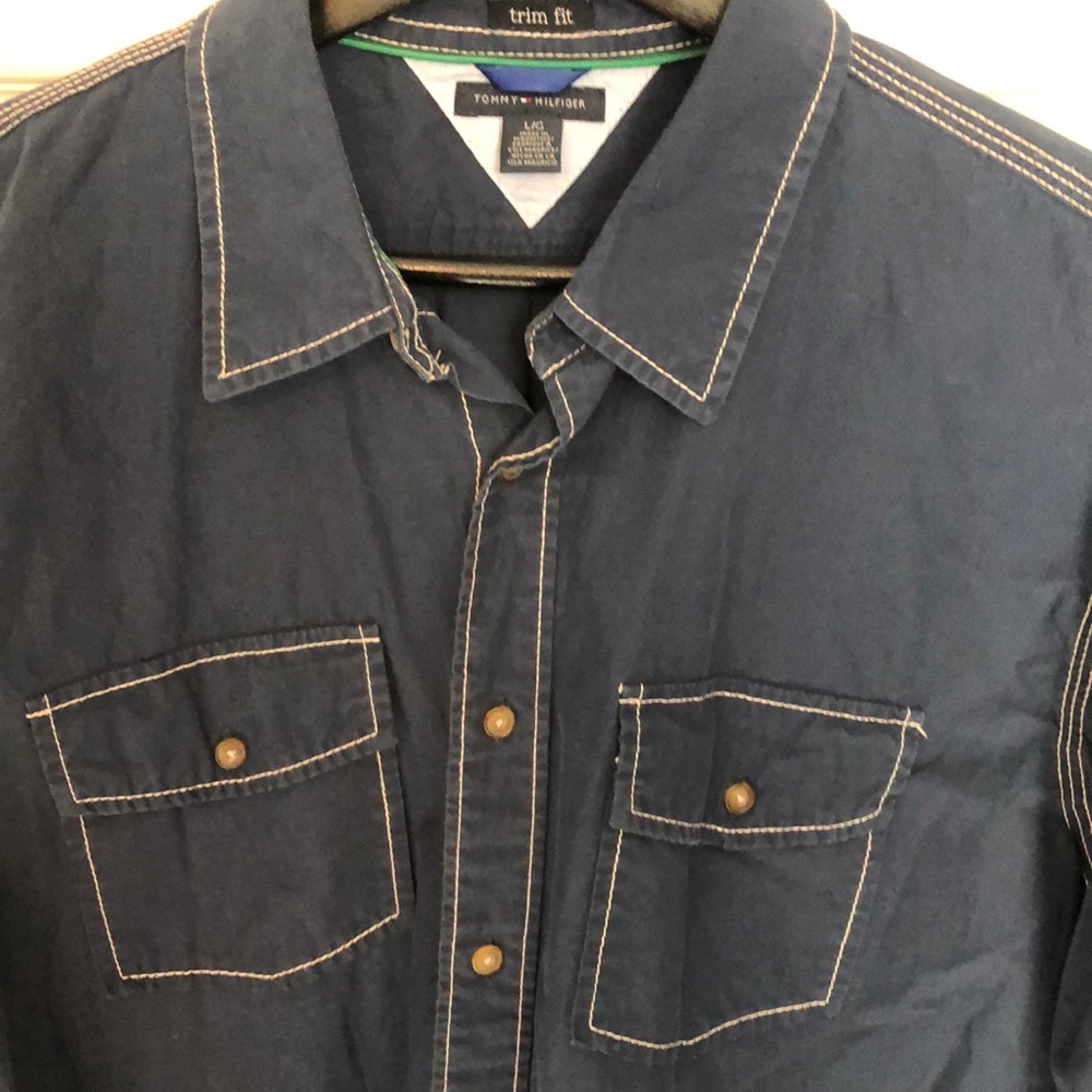Tommy Hilfiger trim fit blue cowboy shirt